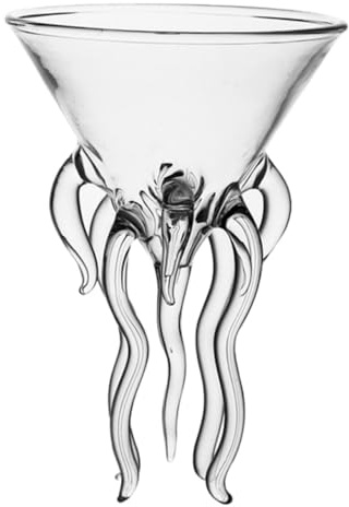 OSALADI Verres à Cocktail Pieuvre en Verre Soufflé Design Original 1 Pièce pour Fêtes et Réceptions