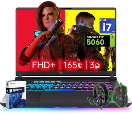 ASUS ROG Strix G16 Gaming Laptop 2025, Processore Intel Core i7 14650HX, GPU NVIDIA GeForce RTX 5060, 16 FHD+ 165Hz/3ms Nebula Display, 32 GB DDR5, 1 TB Gen 4 SSD, Wi-Fi 7, Windows 11 Pro, Accessori