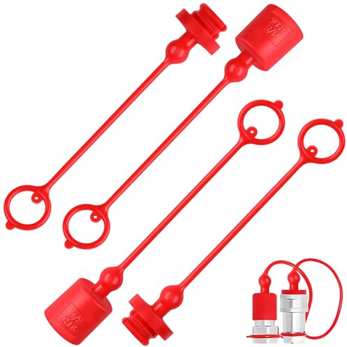 SECFOU Juego de Tapa y Tapón Hidráulico de Pvc Rojo para Acople Rápido 3/8 Fácil de Instalar y Resistente a Deformaciones Adecuado para Maquinaria Industrial
