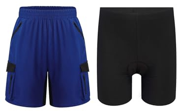 Kaerm Cykelsportkläder för barn, pojkar, 3D-stoppning, cykelshorts, korta cykelbyxor, leggings med sportshorts, träningsshorts, löpshorts, fitness, Marinblå, 122-128