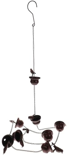 MERRYHAPY Catena della Pioggia in Metallo Antipioggia da 24 M Tazze Decorative e Campanellini Catena Decorativa per Grondaia da Giardino Resistente alle Intemperie per Esterni e Terrazze