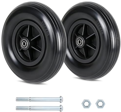 EFUTURETIME 2 x Roues Avant de Rechange 190 mm (8 pouces) PU massif, Noir