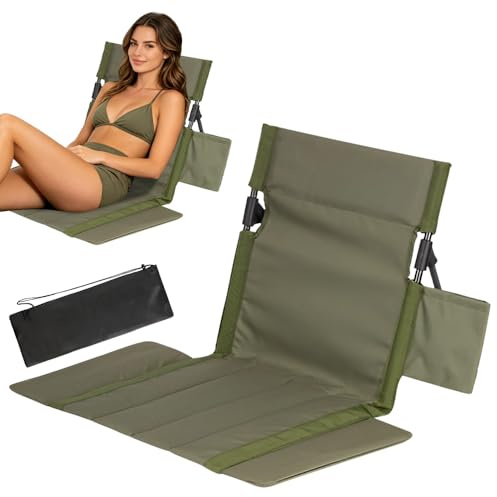 RNPKZ Silla de suelo con respaldo, sillón de playa con respaldo, acolchado con bolsa de transporte, cojín plegable para silla de playa, cojín de suelo, cojín plegable para picnic, trekking, pesca y