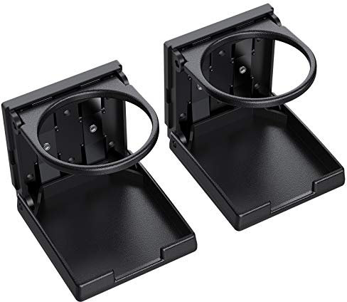 AUTOUTLET 2 PCS ABS Universal Adjustable Folding Cup Drink Holder Waterproof Cans Plastic Holders Portable 75 MM Diameter for Car Truck Boat Van, Corrosion-resistant