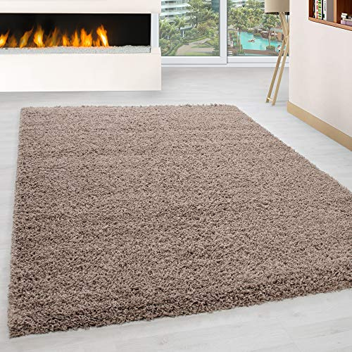 HomebyHome Shaggy Teppich Wohnzimmer 240x340 cm - Shaggy Teppich Hochflor Beige Extra Weich und Flauschig - Langflor Teppiche für Schlafzimmer, Küche, Flur - Carpet, Halı, Kilim