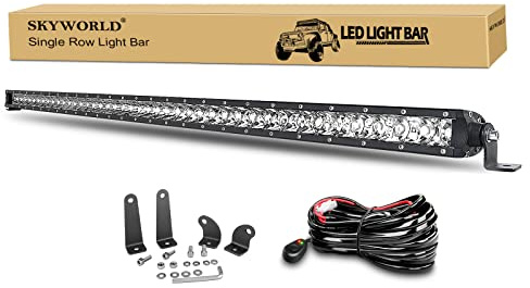 SKYWORLD 43 pulgadas 110 cm 210W Barras de Luz de Trabajo Spot de bajo perfil ultra delgada Con Arnés de Cableado para Coches 4x4 Tractors Caminos Barcos ATV UTV SUV 4WD