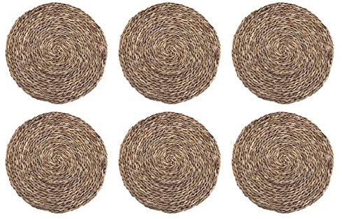 HERSIG - Pack 6 Salvamanteles Individuales | Manteles Individuales Redondos de Enea - 35 cm