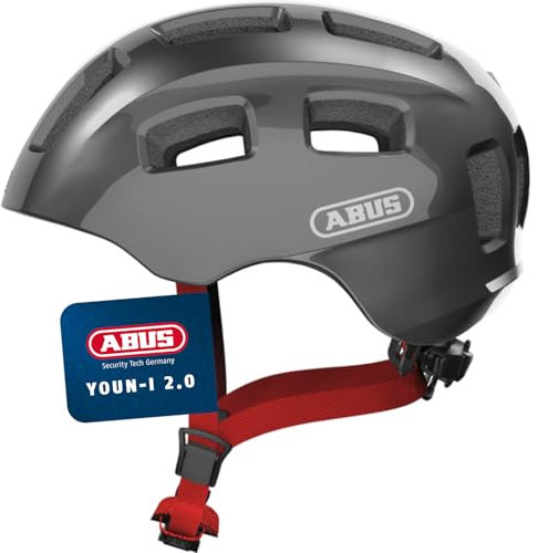 ABUS Fahrradhelm Youn-I 2.0 - mit Licht für Kinder, Jugendliche und junge Erwachsene - für Mädels und Jungs - Titan (funkelnd), Größe M
