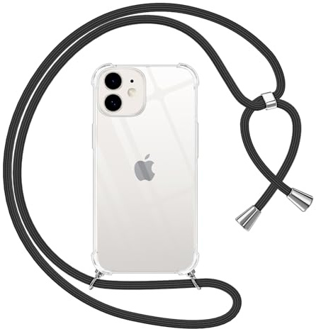 Pnakqil Collier Coque pour iPhone 11 avec Cordon, Réglable Lanyard Housse Transparente Silicone Anti-Chute Etui pour iPhone 11 6.1 Pouces, Ètuis à Bandoulière, Noir