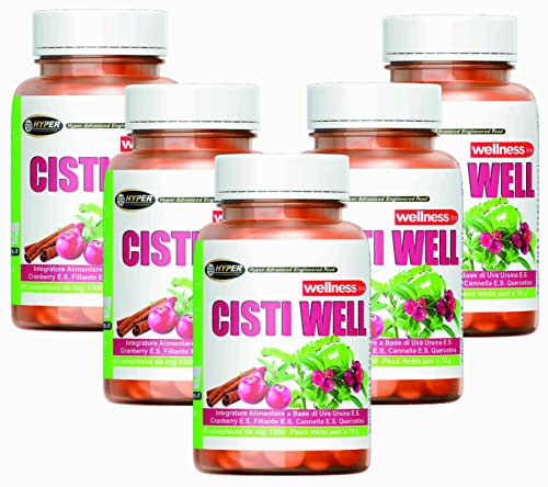 Cisti Well Integratore ad Alto Dosaggio Cistite per la Salute e il Benessere delle Vie Urinarie Infezioni Infiammazioni con Mirtillo Rosso Antinfiammatorio Naturale 300 CPR Prodotto in Italia