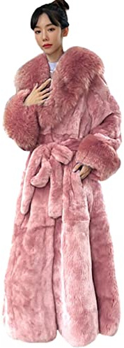 Damen Winter Pelzkragen Mäntel, Damen Kunstpelz Mantel Warme Oberbekleidung Langer Mantel, Damen lockere und lässige Oberbekleidung