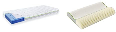Träumeland T080252 Jugendmatratze Meeresbrise 90 x 200 cm & T065101 Kinderkissen Premium - atmungsaktives und mitwachsendes Kissen für gleichmäßige Druckverteilung und optimale Unterstützung