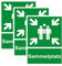 SL group - 3 Schilder Sammelplatz 20 x 30 cm aus stabiler PVC Kunststoff-Platte - Hinweisschild für eine Sammelstelle für Innen- & Außenbereich - Hinweistafel für Brandschutz-Sammelpunkt