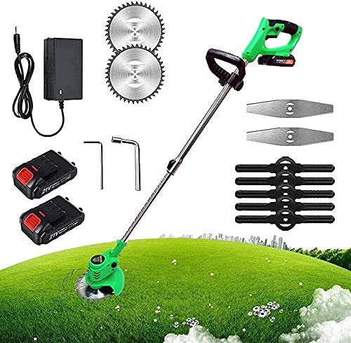 KOHARA Decespugliatore a Batteria Tagliasiepi Elettrico Professionale con 2 batterie al Litio Lame Metalliche Taglierina telescopica Leggera Attrezzi da Giardinaggio-Verde