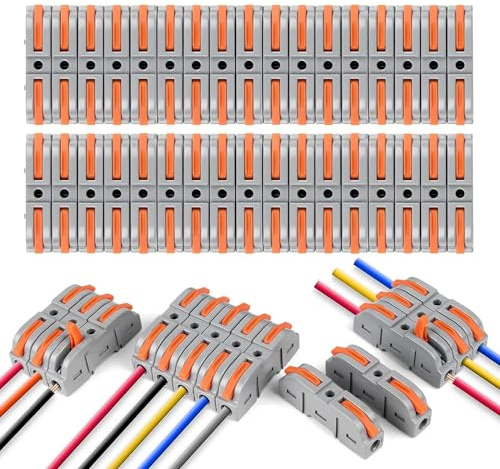 flintronic Connecteurs Électriques Rapide avec Levier, 119 PCS Bornes de Connexion 1-Fil 2-Entrées, Domino, Pour Fil de Câble Peut Être Librement Combiné,PA/PC Ignifuge
