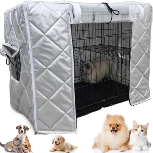 hocvseo Hundekäfig-Abdeckung, wasserdichte Haustierhütten-Abdeckung Mit Türvorhang, Tierkäfig, Winddicht, Warme Decke, Für Draußen, Hält Haustiere Warm