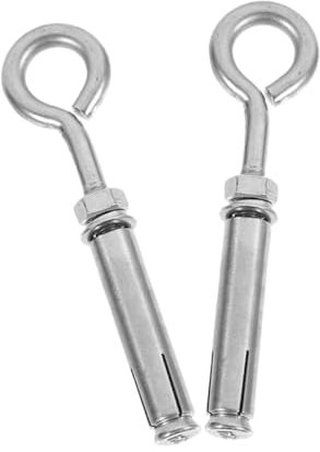 TOPPERFUN 2 Piezas tornillo de ancla de paneles de yeso cáncamo de hormigón ojo tornillo con argolla enganches pared anclajes para muros de concreto pernos de Silver