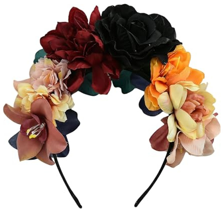 Couronne de fleurs mexicaines - Accessoire photo pour Halloween, carnaval, fête, festival, plage, vacances