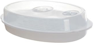 VALICLUD Vaporera De Pescado Profesional Con Tapa Ajustable Para Microondas, Plato De Alimentos Al Vapor De Plástico Blanco, Práctico Para Cocina Doméstica Rápida y Saludable