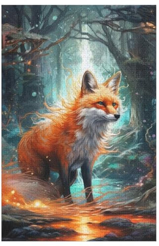 Fuchs 1000 Teile Holzpuzzle,einzigartiges Puzzle, Geschenk Für Erwachsene,Familienspiel,Herausforderungsaktivität,78×53cm