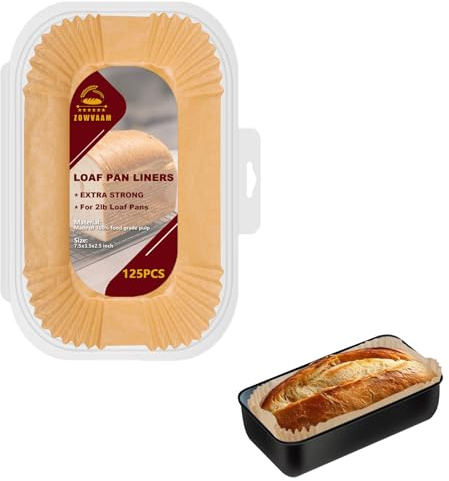 ZOWVAAM Loaf Pan Liners, 2lb Loaf Pan Parchment Liners for Baking Bread 9x5, 125 Pcs Non-Stick Disposable Bread Pan Liners, Loaf Bread Liners for Baking
