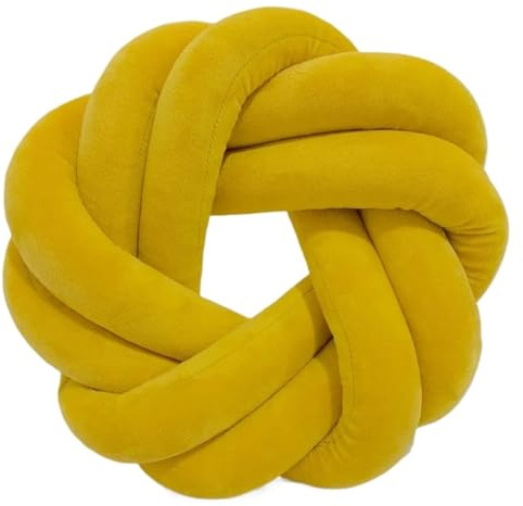 QWWQYDY Cojin Nudos Cojín Bonito y cómodo, decoración de riel Largo for Dormitorio, Sala Juegos, cojín Trenzado Hecho a Mano, Almohada Nudo Suave(Yellow)