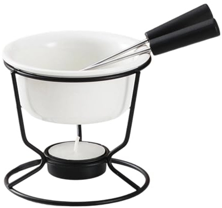 Colcolo Caquelon à fondue au fromage avec fourchettes, appareil à fondre le fromage et le chocolat, de caquelons desserts, en-cas, thé au lait