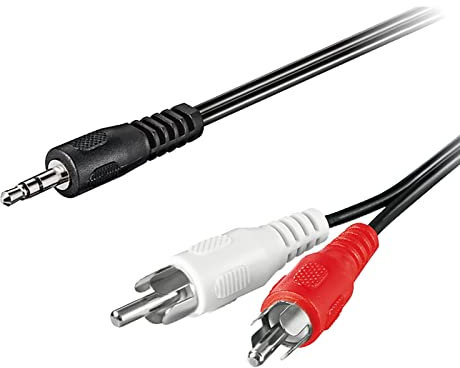 Goobay 50441 Adattatore cavo audio AUX, Jack da 3.5mm a Connettore RCA Stereo, Nero, 10m Lunghezza del Cavo