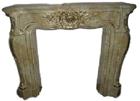 Kaminumrandung Kaminverkleidung Modell Barock Breite140cm Farbe: Cararabeige/sandweiß marmoriert mit Gold