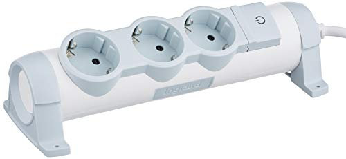 LEGRAND, drehbare Steckdosenleiste mit Kontroll-Schalter EIN/AUS und LED-Beleuchtung, 3 Steckdosen (3-fach); zur Befestigung an Wand und Tisch, 694622