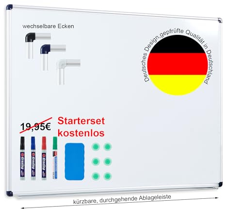 Dynamic-Wave Whiteboard 90 x 60 cm, Magnettafel, in 16 Größen, Whiteboard magnetisch, White Board, magnetisches Whiteboard, Pinnwand Tafel für Küche