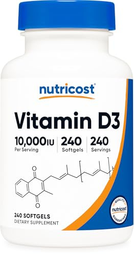 Nutricost Vitamin D3 10,000 IU, 240 Softgel Capsules - Potent, Non-GMO, Gluten Free Vitamin D