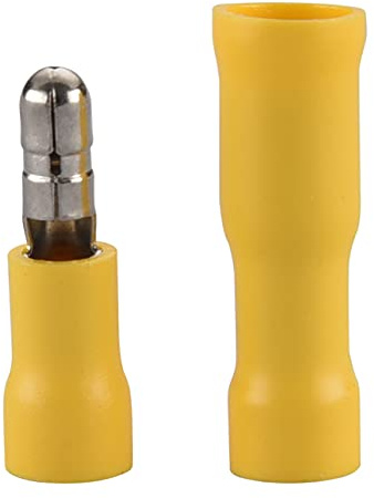 Heschen - Confezione da 100 connettori a crimpare maschio e femmina, isolati in vinile, 4-6 mm² (12-10 AWG), colore: Giallo