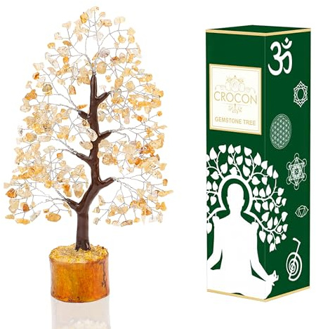 Árbol de la Vida de Chakra Citrino árbol de Piedras Preciosas Hecho a Mano árbol de la Vida de Cristal árbol Feng Shui para árbol Artificial Decoraciones de Cristal árbol del Dinero Cristales Regalo