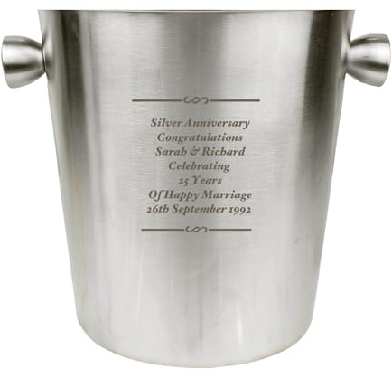 CalEli Gifts Personalised Any Message Stainless Steel Ice Bucket. A Wonderful Unique Gift For Any Occasion - A New Home, Engagement, Wedding Or Anniversary Keepsake.