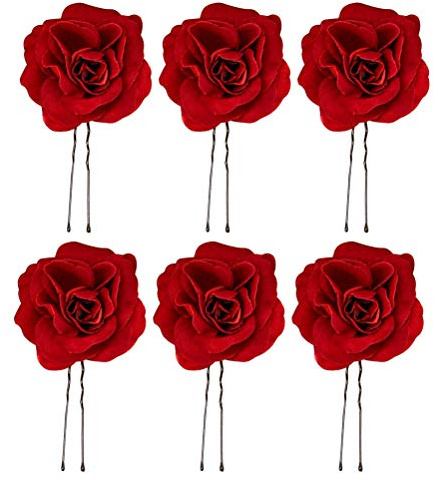 Beaupretty Retro Haarschmuck U-Förmige Haarnadeln Rote Rosen Haarstäbchen Für Braut Und Brautjungfer Hochsteckfrisur Hochzeit Accessoires