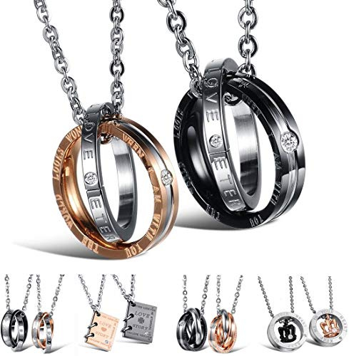 Kim Johanson Edelstahl Pärchen Halsketten *Verschiedene Motive & Farben* in Roségold, Gold & Silber Freundschaftskette, Geschenk, Glücksbringer, Schmuck, Kette inkl. Schmuckbeutel