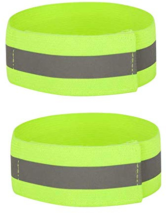 Zngou 2 PCS High Visibility Armbands, Running Safety Gear Reflective Wristbands Bike Ankle Bands Reflector Armband Hi Vis Arm Straps High Vis Security Arm Band Reflective Bands For Walking Cycling