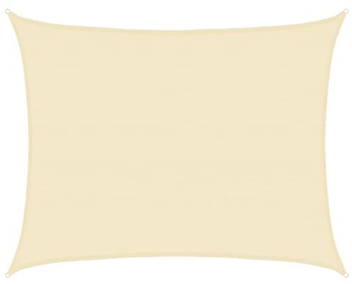 vidaXL Toldo de Vela Parasol Lona Protector Solar Sombra de Patio Jardín Terraza Balcón Parque Infantil Exterior Crema HDPE 160 g/m² 6x8 m