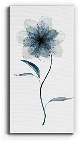 Renditions Gallery Abstract Wall Art, Wall Décor Canvas, Animals, Flowers, Coastal, Geometric, and Motivational Quotes, Ready to Hang - Indigo Floral II 12X24