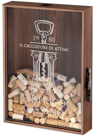 Maverton Raccogli tappi di sughero o birra, con stampa personalizzata | In legno, cavatappi per vino e birra con un coltellino, scatola porta tappi, regalo uomo, regalo di Natale, apribottiglie