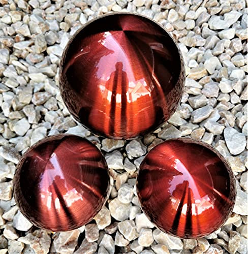 Jürgen Bocker Gartenambiente Dekokugel rot matt 3er Set 15-10-10 cm aus Edelstahl Kugel Dekorationskugel Gartenkugel