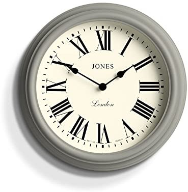 Jones Clocks® Venetian wall clock | Classic round clock | 30cm | Grey | Roman numerals | Traditional design ideal for kitchen, living room or bedroom