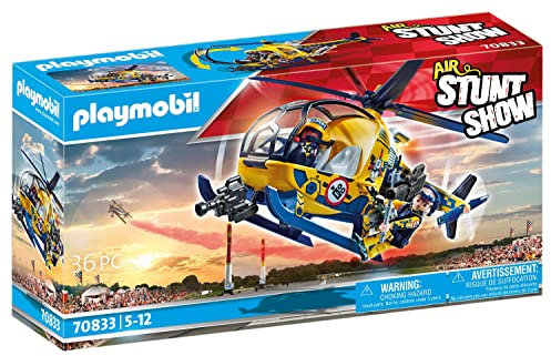 PLAYMOBIL Air Stuntshow 70833 Filmcrew-Helikopter, Spielzeug-Flugzeug mit Crew, Spielzeug für Kinder ab 5 Jahren