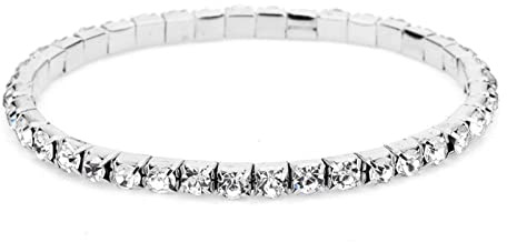 Zeshimb Bracelet rivière en oxyde de zirconium - Bracelet chaîne de tennis en argent - Bracelet rond en diamant - Bracelet de mariage avec strass - Bijoux pour femme (couche unique)