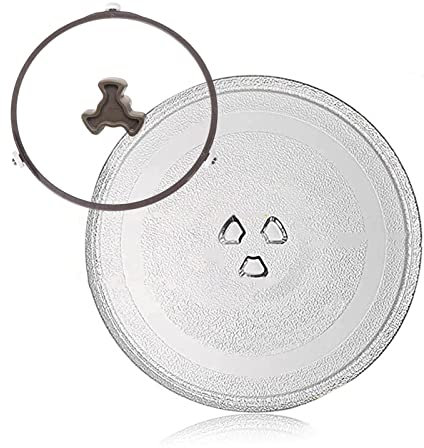 LIGUOYI Universall Glasdrehteller Für Mikrowellen, Rund Mikrowellenteller Zur Ersatz, 24.5cm 27cm 31.5cm Durchmesser Transparent Glasteller Drehteller Mit Drehtellerring Und Unterstützung