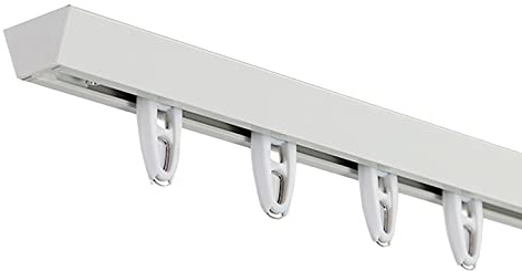 WDJBPSH Vorhangschiene Aluminium Deckenvorhangschiene, Weiß V-förmig Raumteilende Schiene mit Edelstahlhaken, Wohnzimmer/Schlafzimmer/Duschraum Verwenden (Size : 4m/13ft)