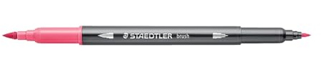 STAEDTLER Watercolour Design Journey 3001-25 Double Fibre Tip Pens Pink Fine Tip and Flexible Brush Tip Water-soluble 10 Pink Felt Tip Pens