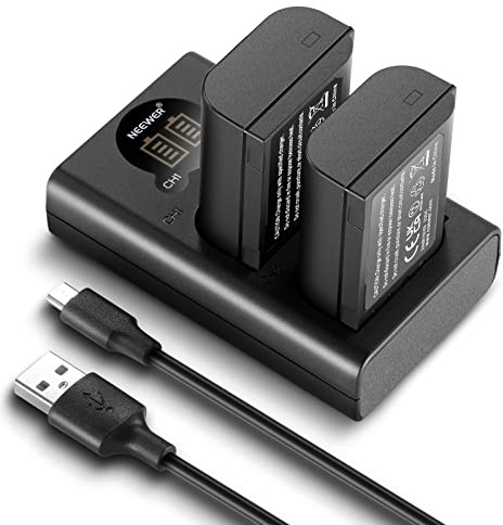 NEEWER DMW-BLK22 ersättningsbatteri och laddarset, 2-pack 2 400 mAh batterier och typ C tvåkanals USB-laddare, kompatibel med Panasonic Lumix DC-S5 II DC-S5 IIX GH5 II GH6 S5II S5M2 GH5M2