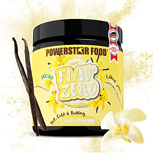 Powerstar FLAV ZERO 250 g Vanilla Dream - Geschmackspulver kalorienarm | Vegan mit nur 0,6 kcal pro Portion - Aromapulver für Speisen Shakes und zum Backen - Deutsche Herstellung